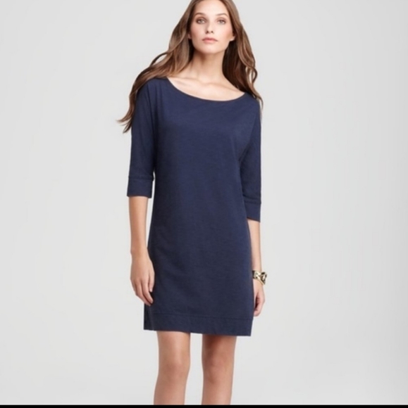 Lilly Pulitzer Dresses & Skirts - 3/$15 Lilly Pulitzer Cassie Shift Dress Boat Neck Navy Blue Pima Cotton